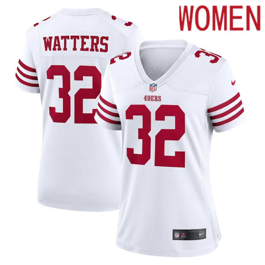 Women San Francisco 49ers #32 Ricky Watters Nike White Retired Player Game NFL Jersey->women nfl jersey->Women Jersey